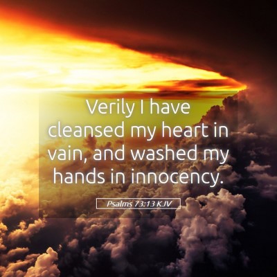 Picture 05 - Psalms 73:13 KJV - Verily I have cleansed my heart in vain, and - Bible Verse Picture