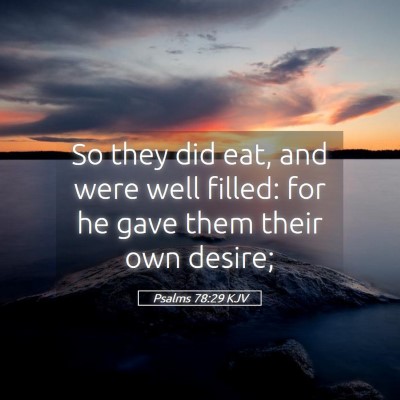 Picture 05 - Psalms 78:29 KJV - So they did eat, and were well filled: for he - Bible Verse Picture