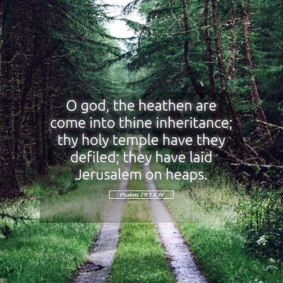 Picture 05 - Psalms 79:1 KJV - O god, the heathen are come into thine - Bible Verse Picture