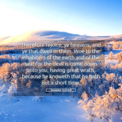 Picture 05 - Revelation 12:12 KJV - Therefore rejoice, ye heavens, and ye that dwell - Bible Verse Picture