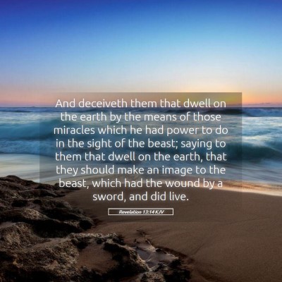 Picture 05 - Revelation 13:14 KJV - And deceiveth them that dwell on the earth by the - Bible Verse Picture