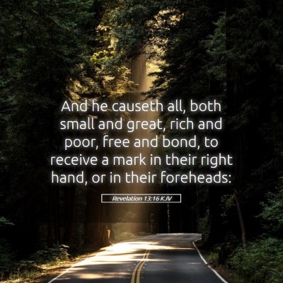 Picture 05 - Revelation 13:16 KJV - And he causeth all, both small and great, rich - Bible Verse Picture