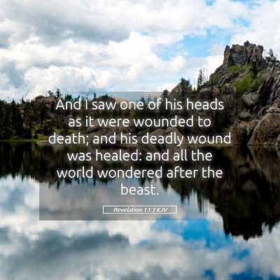Picture 05 - Revelation 13:3 KJV - And I saw one of his heads as it were wounded to - Bible Verse Picture