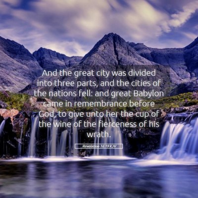 Picture 05 - Revelation 16:19 KJV - And the great city was divided into three parts, - Bible Verse Picture