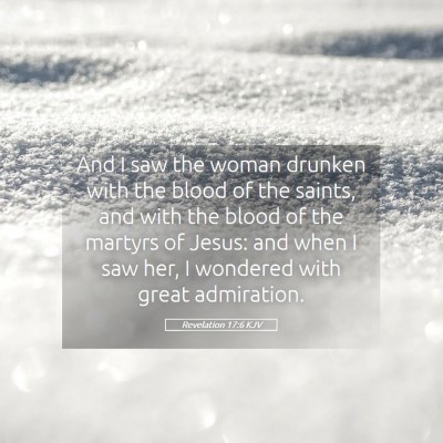 Picture 05 - Revelation 17:6 KJV - And I saw the woman drunken with the blood of the - Bible Verse Picture