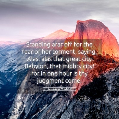 Picture 05 - Revelation 18:10 KJV - Standing afar off for the fear of her torment, - Bible Verse Picture