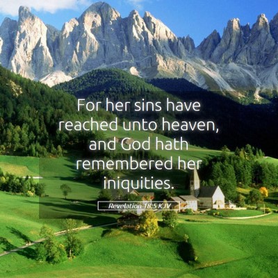 Picture 05 - Revelation 18:5 KJV - For her sins have reached unto heaven, and God - Bible Verse Picture