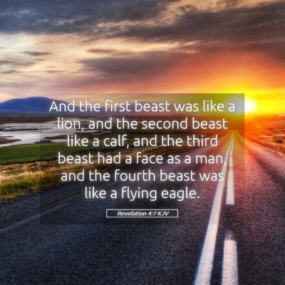 Picture 05 - Revelation 4:7 KJV - And the first beast was like a lion, and the - Bible Verse Picture