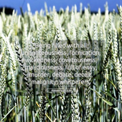 Picture 05 - Romans 1:29 KJV - Being filled with all unrighteousness, - Bible Verse Picture