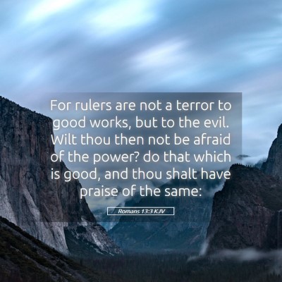 Picture 05 - Romans 13:3 KJV - For rulers are not a terror to good works, but to - Bible Verse Picture