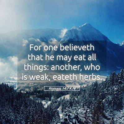 Picture 05 - Romans 14:2 KJV - For one believeth that he may eat all things: - Bible Verse Picture