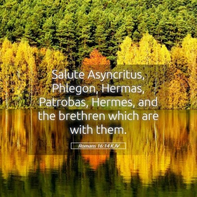 Picture 05 - Romans 16:14 KJV - Salute Asyncritus, Phlegon, Hermas, Patrobas, - Bible Verse Picture