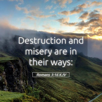 Picture 05 - Romans 3:16 KJV - Destruction and misery are in their - Bible Verse Picture