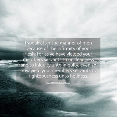 Picture 05 - Romans 6:19 KJV - I speak after the manner of men because of the - Bible Verse Picture