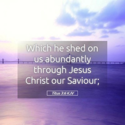 Picture 05 - Titus 3:6 KJV - Which he shed on us abundantly through Jesus - Bible Verse Picture