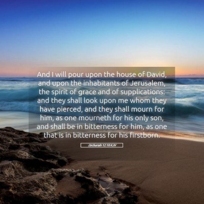 Picture 05 - Zechariah 12:10 KJV - And I will pour upon the house of David, and upon - Bible Verse Picture