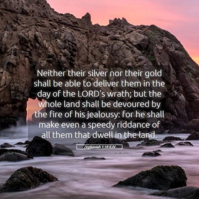 Picture 05 - Zephaniah 1:18 KJV - Neither their silver nor their gold shall be able - Bible Verse Picture