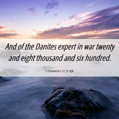 Picture 06 - 1 Chronicles 12:35 KJV - And of the Danites expert in war twenty and eight - Bible Verse Picture