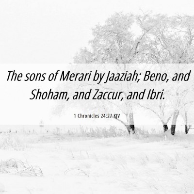 Picture 06 - 1 Chronicles 24:27 KJV - The sons of Merari by Jaaziah; Beno, and Shoham, - Bible Verse Picture