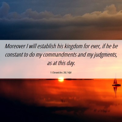 Picture 06 - 1 Chronicles 28:7 KJV - Moreover I will establish his kingdom for ever, - Bible Verse Picture