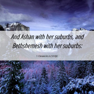 Picture 06 - 1 Chronicles 6:59 KJV - And Ashan with her suburbs, and Bethshemesh with - Bible Verse Picture