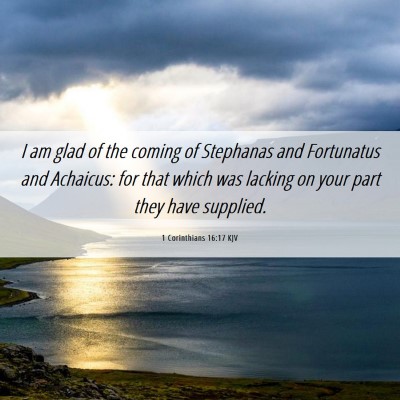 Picture 06 - 1 Corinthians 16:17 KJV - I am glad of the coming of Stephanas and - Bible Verse Picture