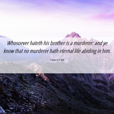 Picture 06 - 1 John 3:15 KJV - Whosoever hateth his brother is a murderer: and - Bible Verse Picture