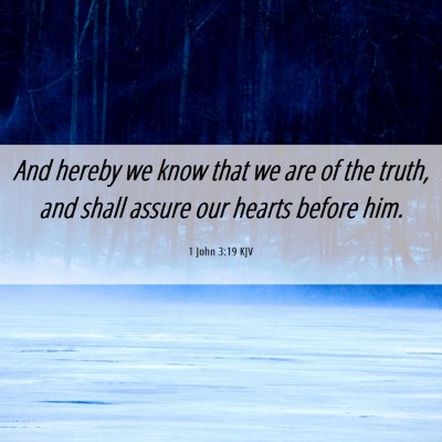 Picture 06 - 1 John 3:19 KJV - And hereby we know that we are of the truth, and - Bible Verse Picture