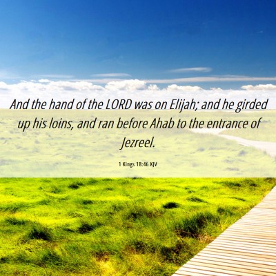 Picture 06 - 1 Kings 18:46 KJV - And the hand of the LORD was on Elijah; and he - Bible Verse Picture