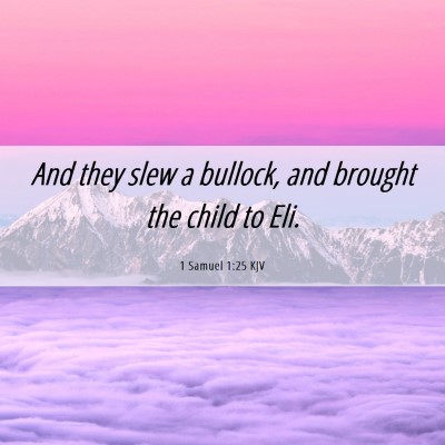 Picture 06 - 1 Samuel 1:25 KJV - And they slew a bullock, and brought the child to - Bible Verse Picture