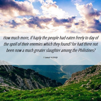 Picture 06 - 1 Samuel 14:30 KJV - How much more, if haply the people had eaten - Bible Verse Picture