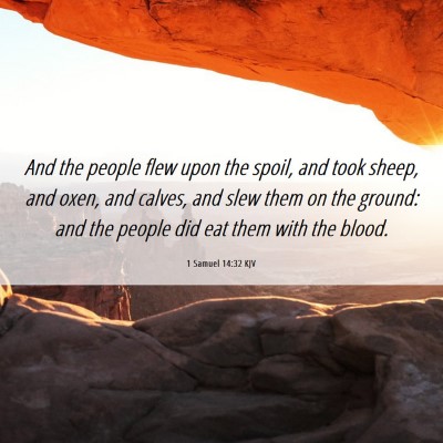 Picture 06 - 1 Samuel 14:32 KJV - And the people flew upon the spoil, and took - Bible Verse Picture