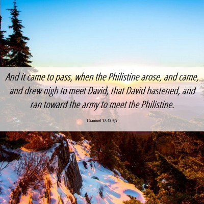 Picture 06 - 1 Samuel 17:48 KJV - And it came to pass, when the Philistine arose, - Bible Verse Picture
