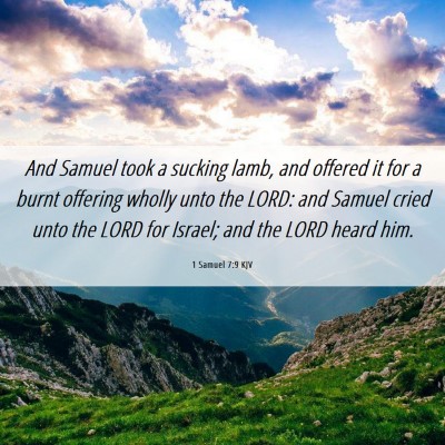 Picture 06 - 1 Samuel 7:9 KJV - And Samuel took a sucking lamb, and offered it - Bible Verse Picture