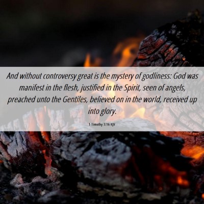 Picture 06 - 1 Timothy 3:16 KJV - And without controversy great is the mystery of - Bible Verse Picture