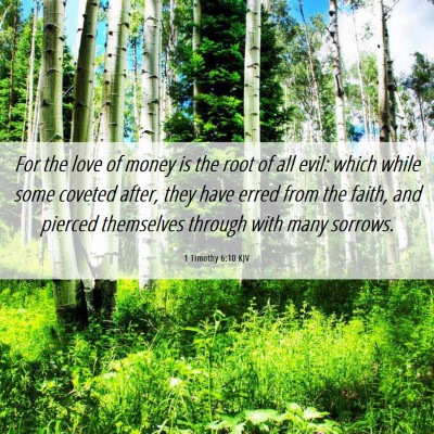 Picture 06 - 1 Timothy 6:10 KJV - For the love of money is the root of all evil: - Bible Verse Picture