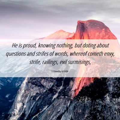 Picture 06 - 1 Timothy 6:4 KJV - He is proud, knowing nothing, but doting about - Bible Verse Picture