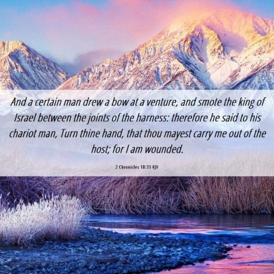 Picture 06 - 2 Chronicles 18:33 KJV - And a certain man drew a bow at a venture, and - Bible Verse Picture