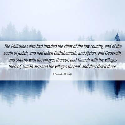 Picture 06 - 2 Chronicles 28:18 KJV - The Philistines also had invaded the cities of - Bible Verse Picture