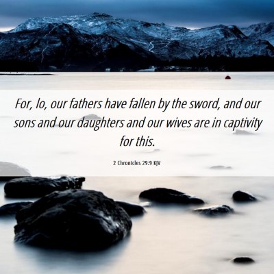 Picture 06 - 2 Chronicles 29:9 KJV - For, lo, our fathers have fallen by the sword, - Bible Verse Picture