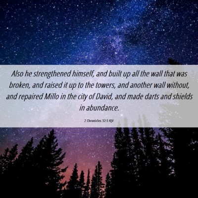 Picture 06 - 2 Chronicles 32:5 KJV - Also he strengthened himself, and built up all - Bible Verse Picture
