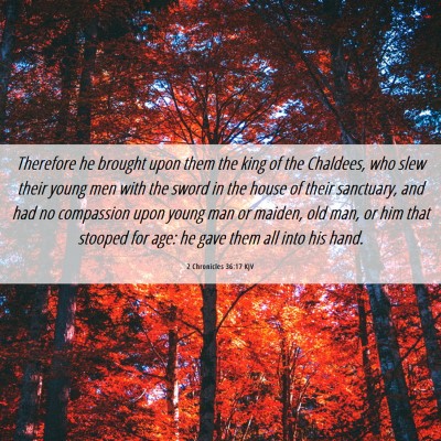 Picture 06 - 2 Chronicles 36:17 KJV - Therefore he brought upon them the king of the - Bible Verse Picture