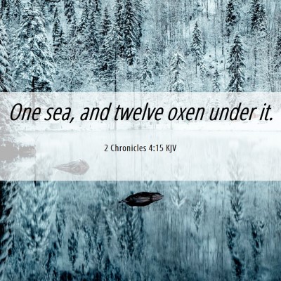 Picture 06 - 2 Chronicles 4:15 KJV - One sea, and twelve oxen under - Bible Verse Picture