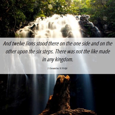 Picture 06 - 2 Chronicles 9:19 KJV - And twelve lions stood there on the one side and - Bible Verse Picture