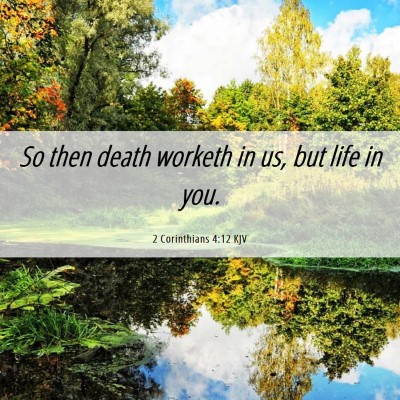 Picture 06 - 2 Corinthians 4:12 KJV - So then death worketh in us, but life in - Bible Verse Picture