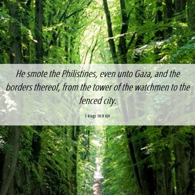 Picture 06 - 2 Kings 18:8 KJV - He smote the Philistines, even unto Gaza, and the - Bible Verse Picture