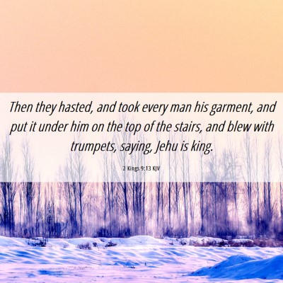 Picture 06 - 2 Kings 9:13 KJV - Then they hasted, and took every man his garment, - Bible Verse Picture