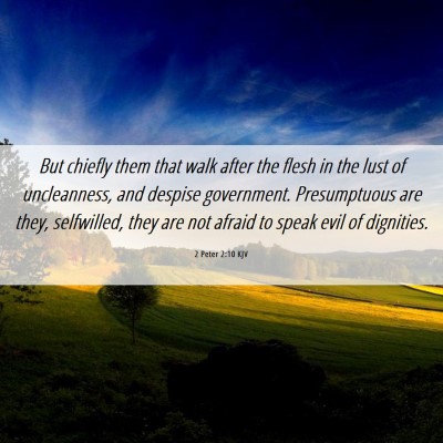 Picture 06 - 2 Peter 2:10 KJV - But chiefly them that walk after the flesh in the - Bible Verse Picture