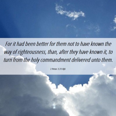 Picture 06 - 2 Peter 2:21 KJV - For it had been better for them not to have known - Bible Verse Picture