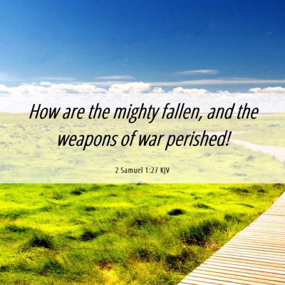 Picture 06 - 2 Samuel 1:27 KJV - How are the mighty fallen, and the weapons of war - Bible Verse Picture